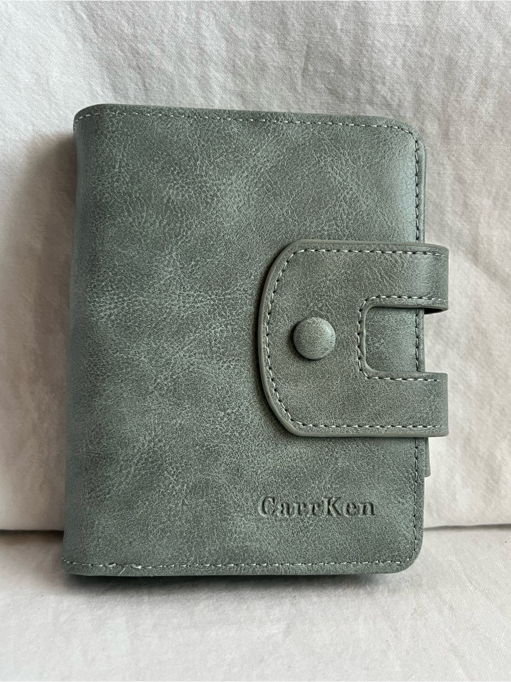 CarrKen Mini Wallet Green Snap Closure Compact Card Holder Zip Coin sage